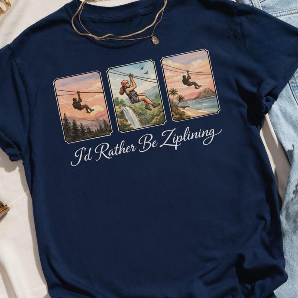 T-shirt « I'd Rather Be Ziplin - Outdoor Adventure Zipline avis et prix