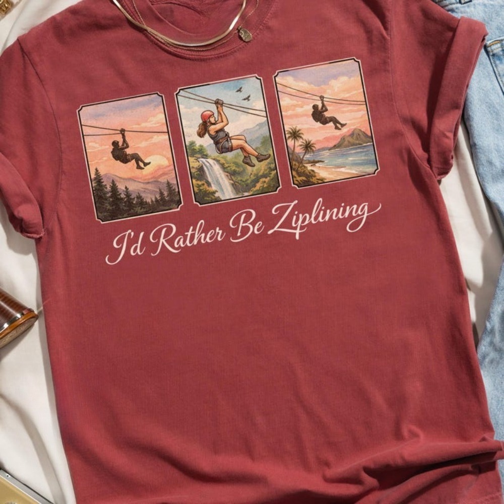 T-shirt « I'd Rather Be Ziplin - Outdoor Adventure Zipline avis et prix